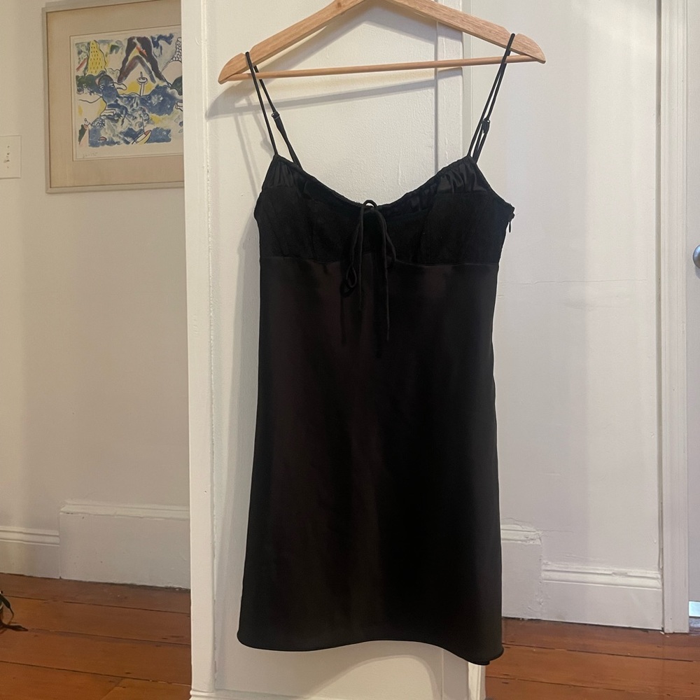 Urban Outfitters black satin mini dress